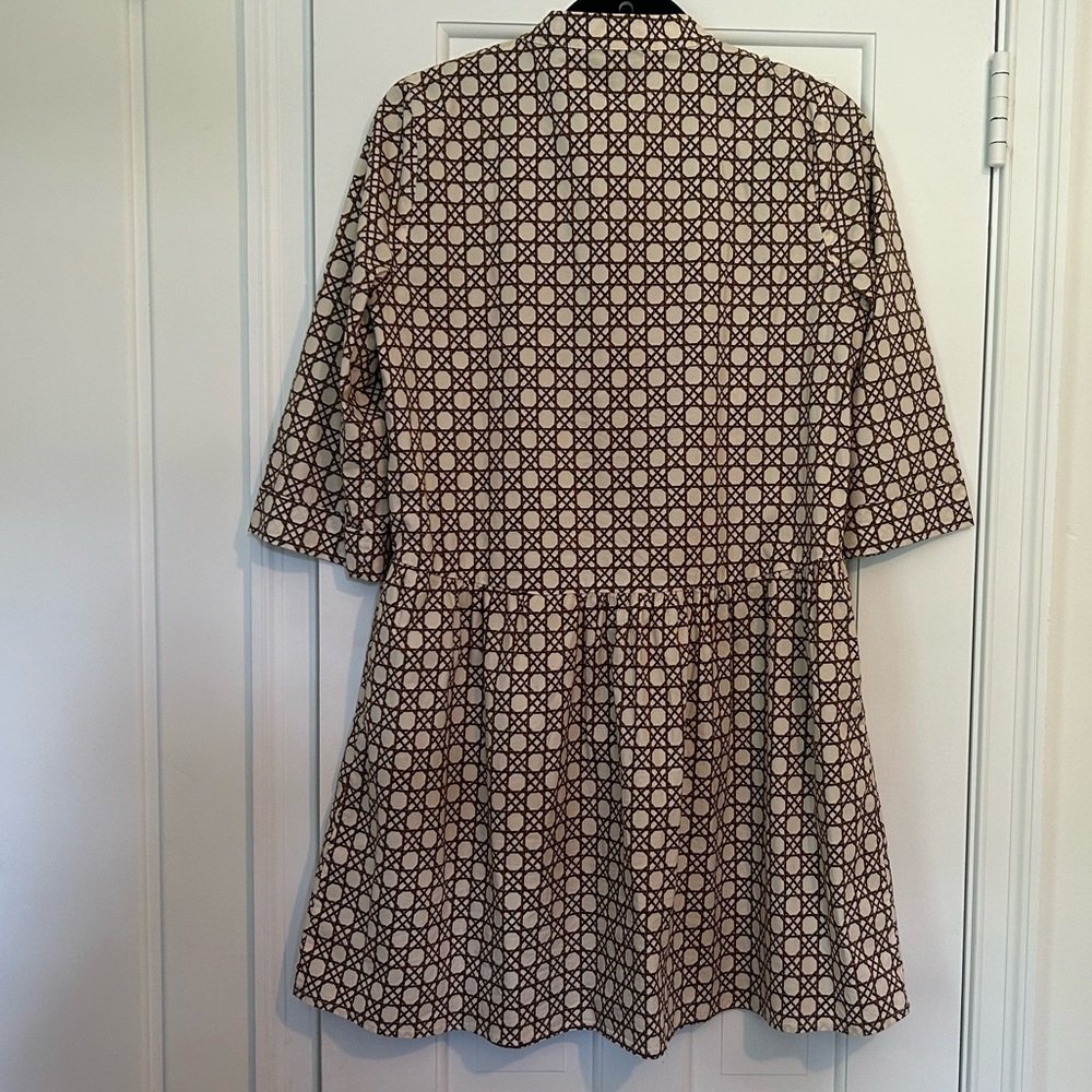 Tuckernuck Royal Shirt Dress in Brown and Cream Caning Print - Picture 4 of 5
